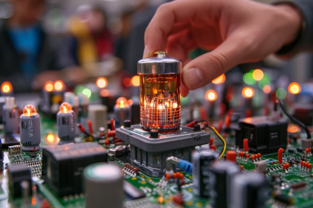 Engineer working on electrical circuit board
